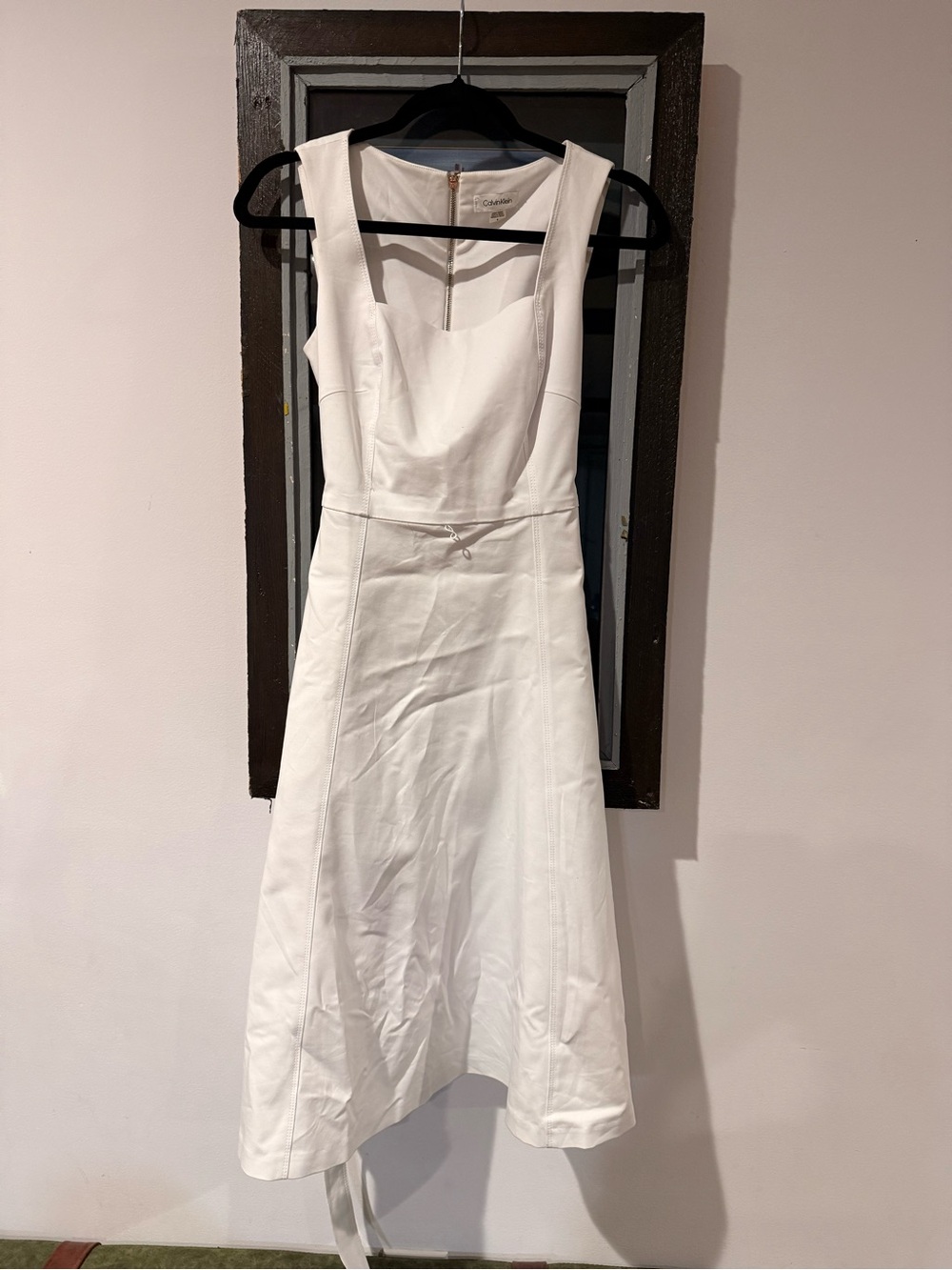 Calvin Klein White Sleeveless A-Line Midi Dress